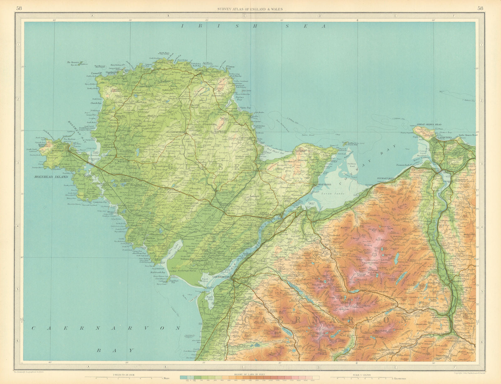 ANGLESEY SNOWDONIA NORTH Conwy Snowdon Bangor Llandudno Caernarvon 1939 map